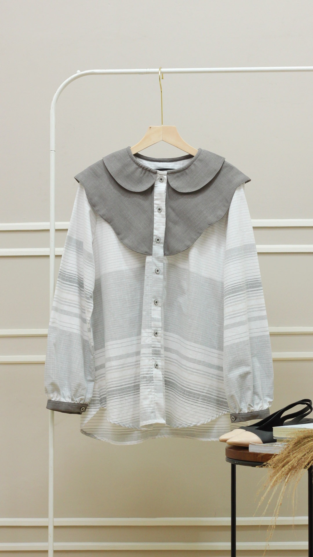 Naava Blouse - Stripes Grey