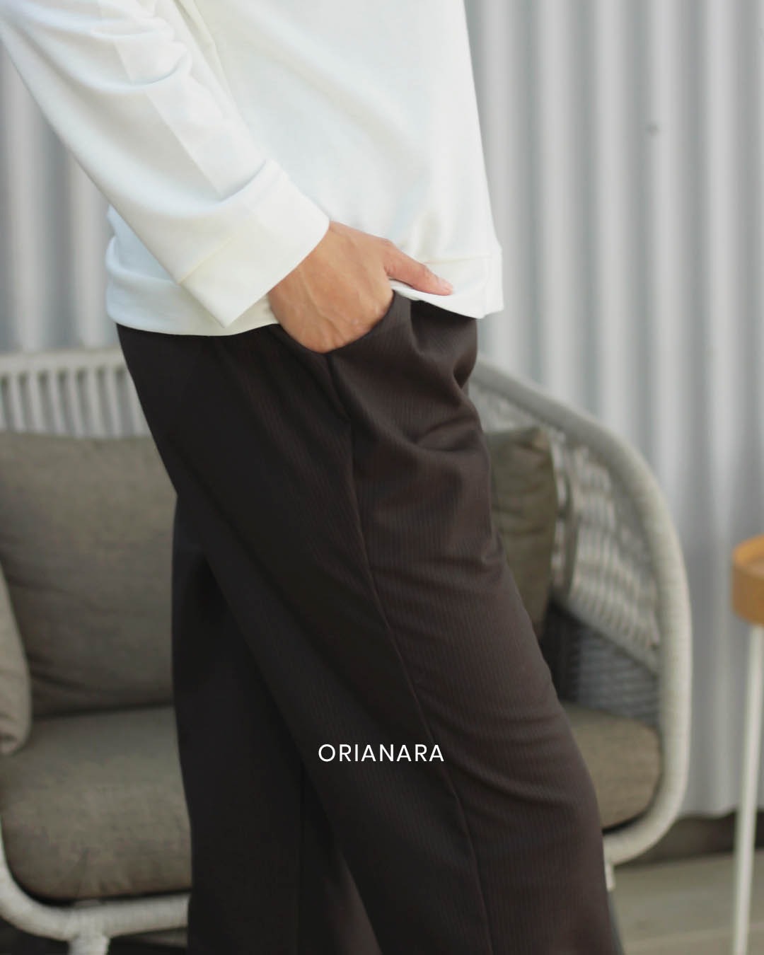 Katarina Pants - Stripes Dark Brown