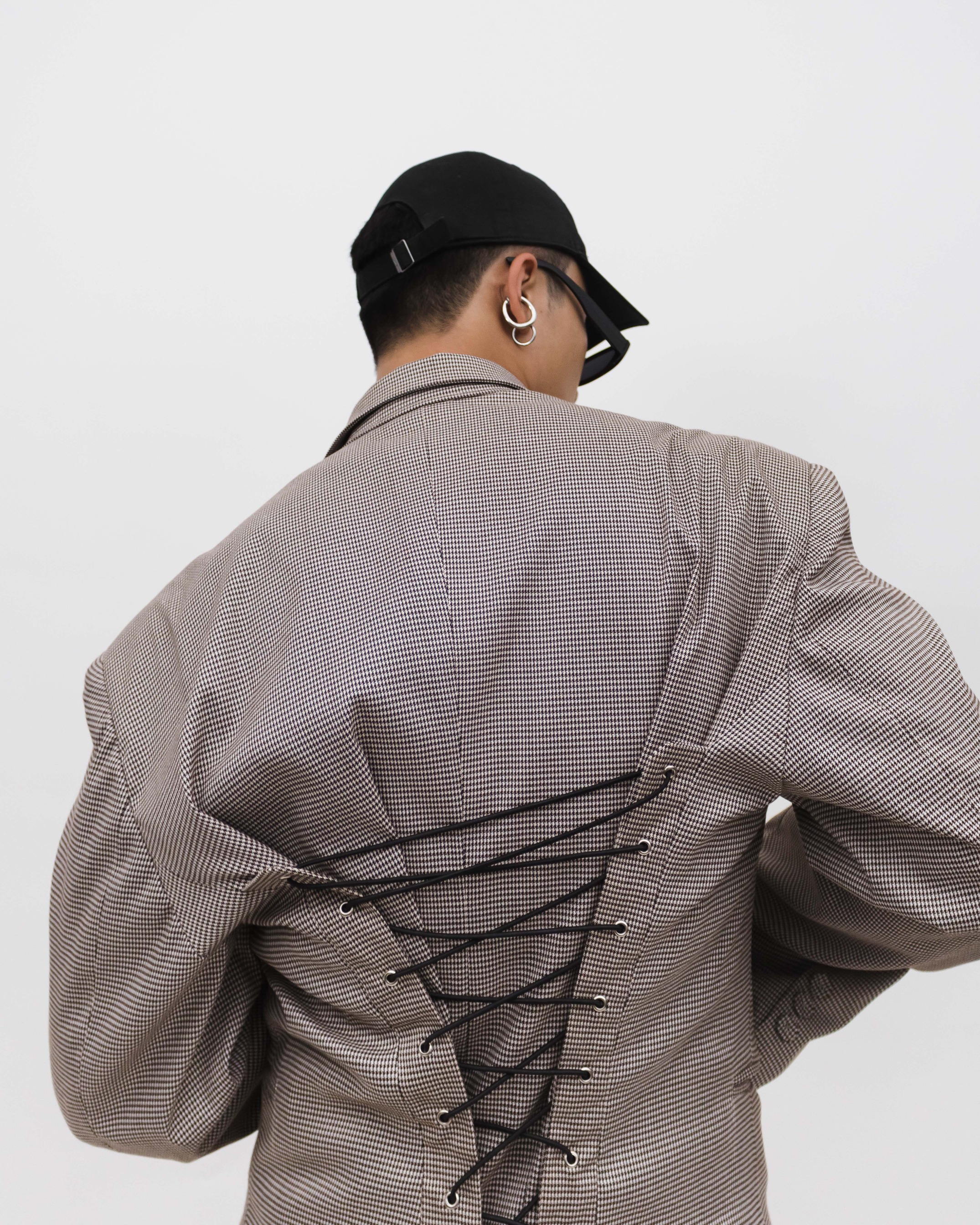 OVERSIZE CORSET BLAZER - HERRINGBONE