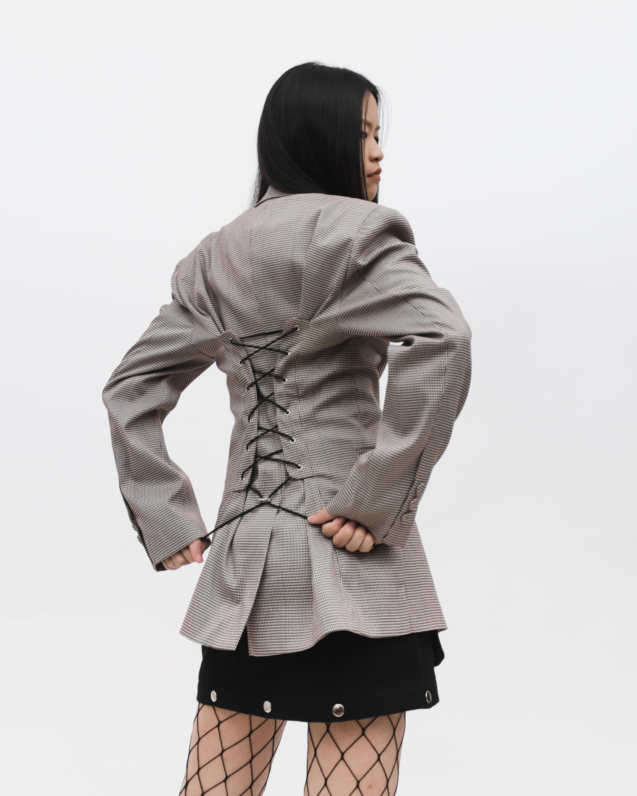 OVERSIZE CORSET BLAZER - HERRINGBONE
