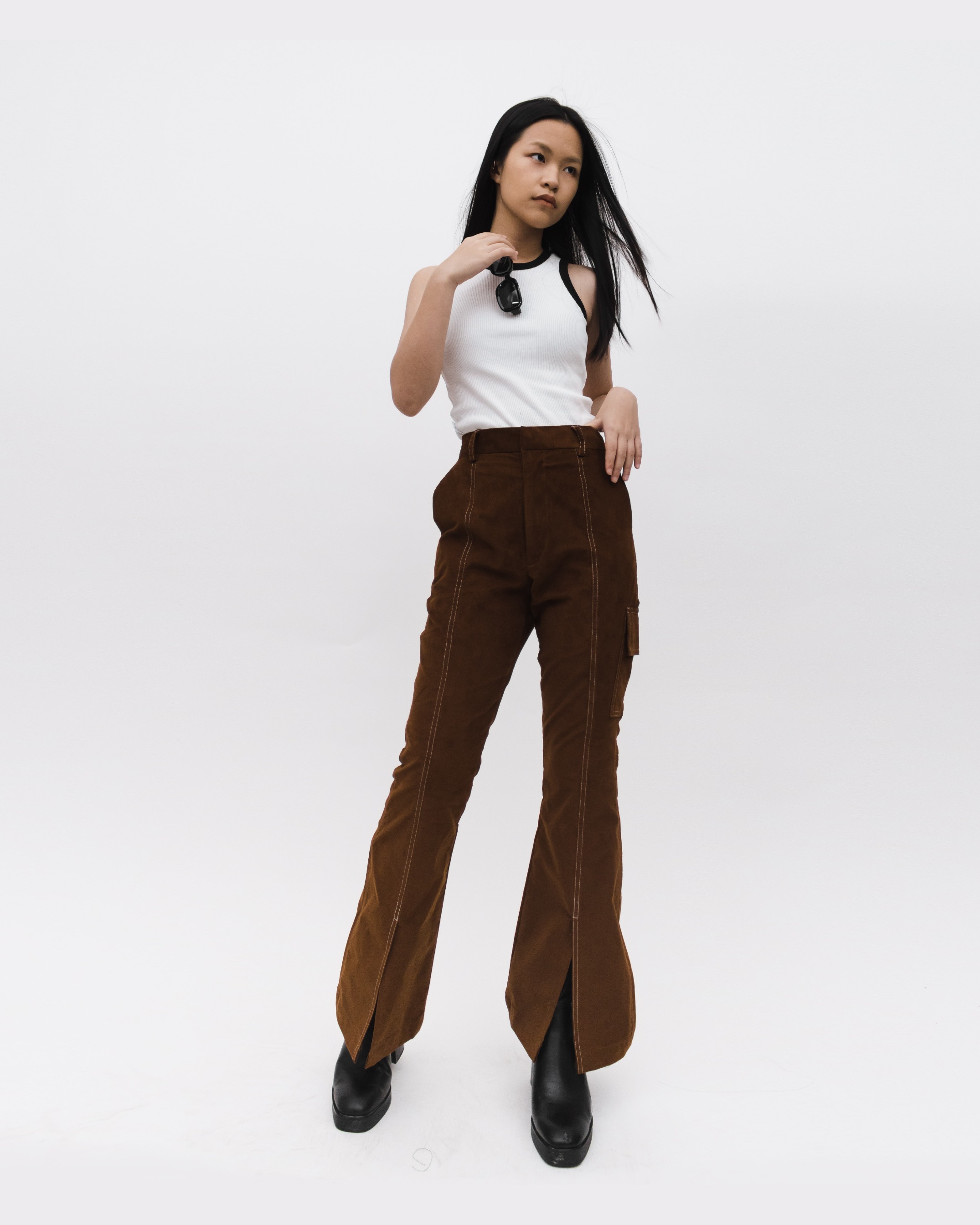 FLARED PANTS - CAMEL