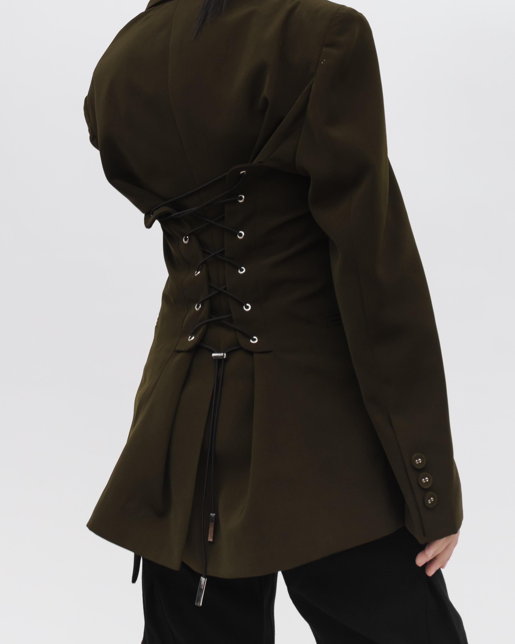 OVERSIZE CORSET BLAZER - OLIVE