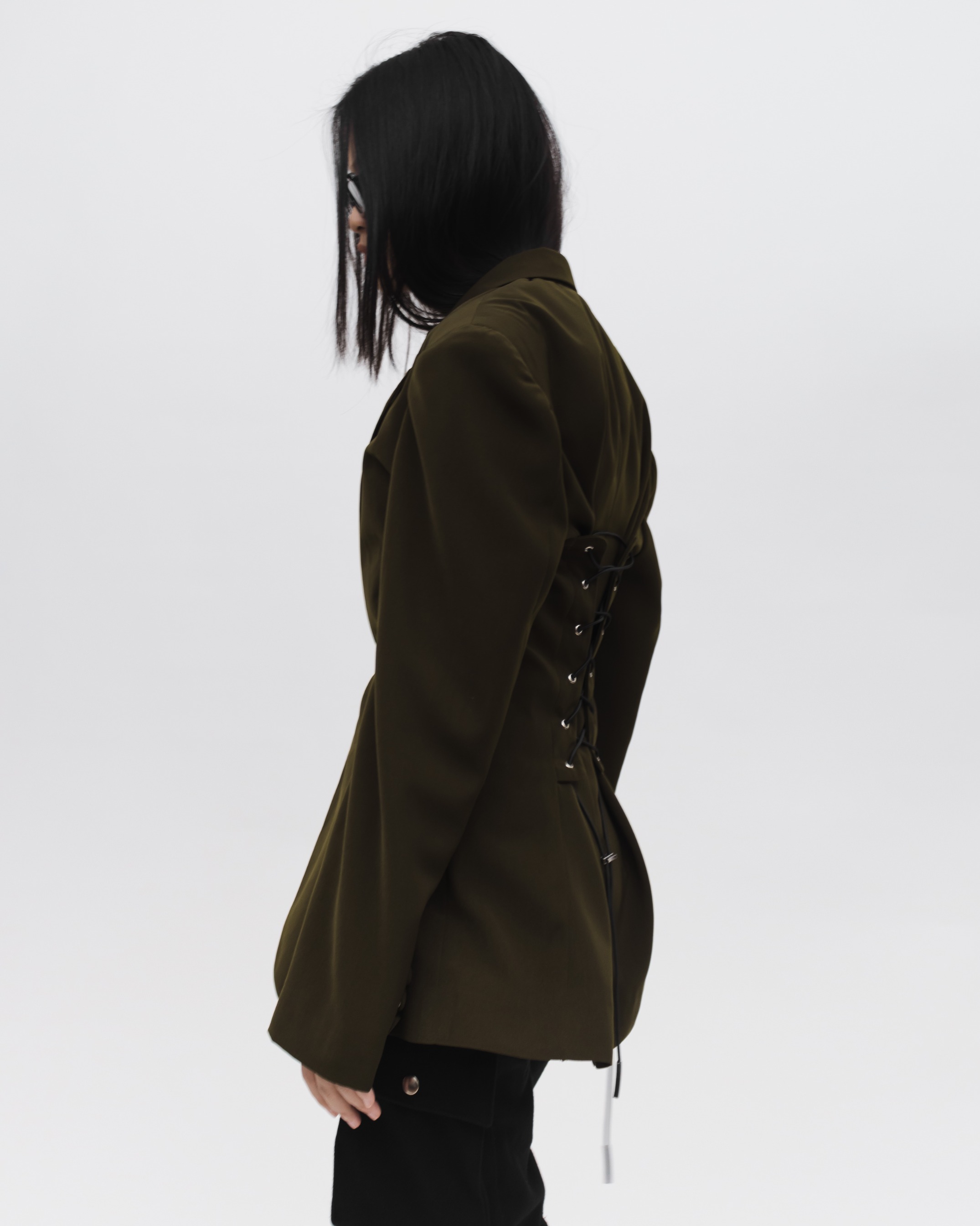 OVERSIZE CORSET BLAZER - OLIVE