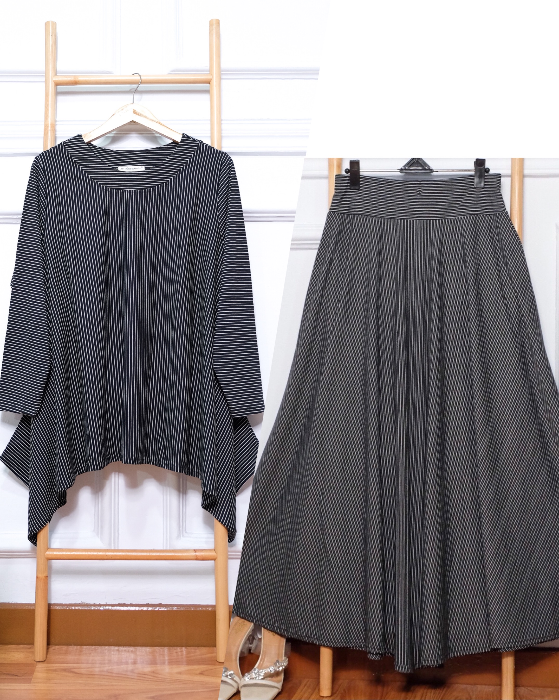 Oneset Simple Blouse with Loose Pants & Simple Blouse with Skirt