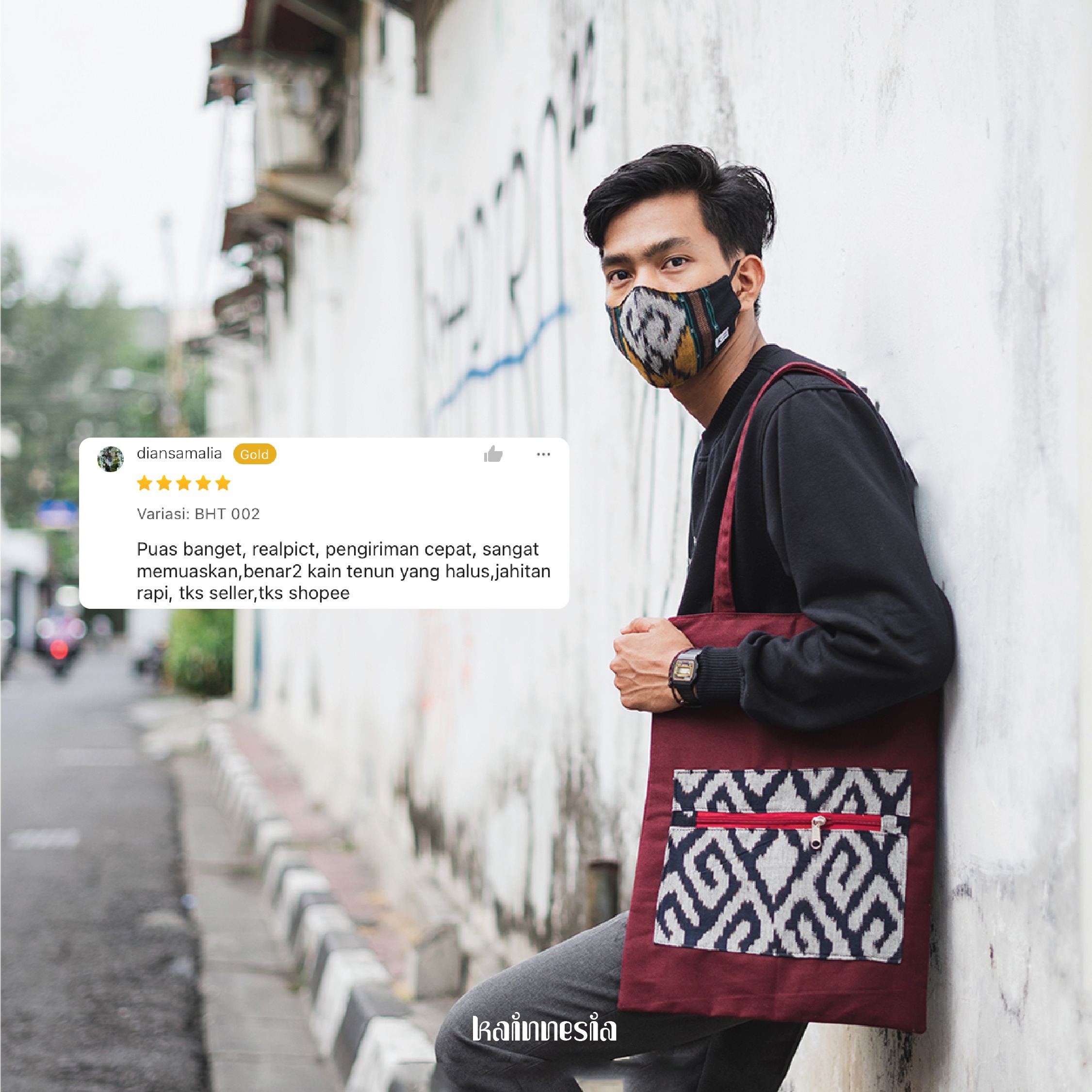 MASKER PATRON - EARLOOP / NON HIJAB - BAHAN TENUN