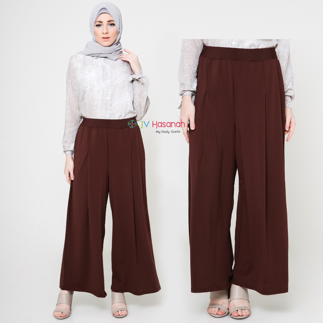 Palazzo Jersey Pants - Celana Kulot Lurus Jumbo