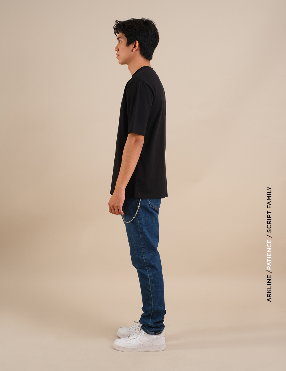 Arkline Family Script Patience T-shirt Obsidian Black