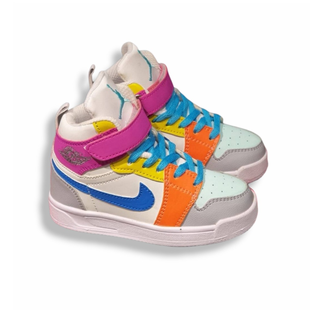 KIDS - NIKE JORDAN 1 MID WHITE MULTICOLOR