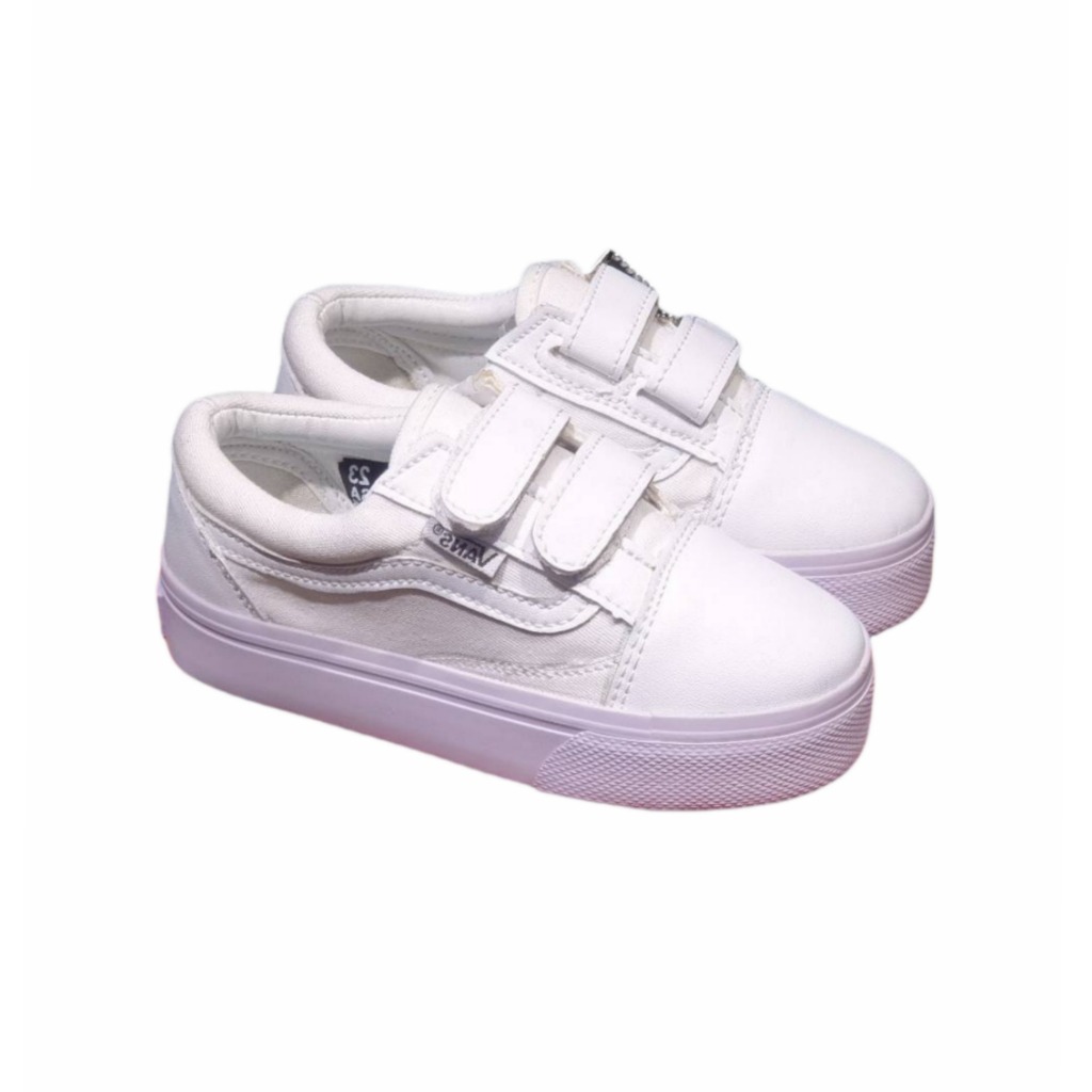 KIDS - VANS OLD SKOOL VELCRO ALL WHITE