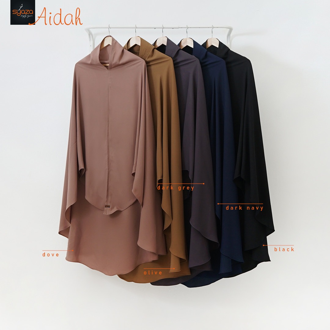Aidah Khimar Bahan Serano Dark Navy L