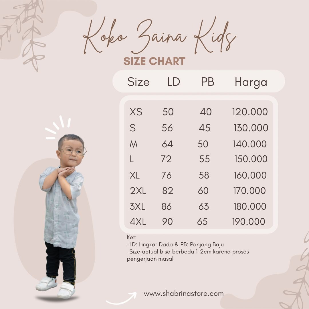 Zaina Series Koko Anak (sz XS, S, M, L) by Shabrina