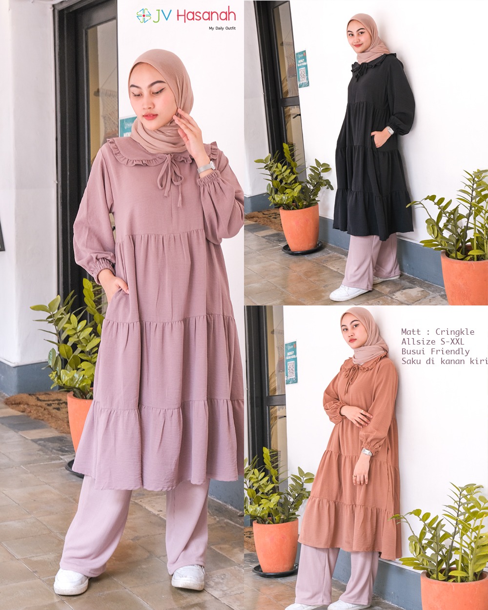 Elle Crinkle Tunic - Tunik Ruffle Crinkle