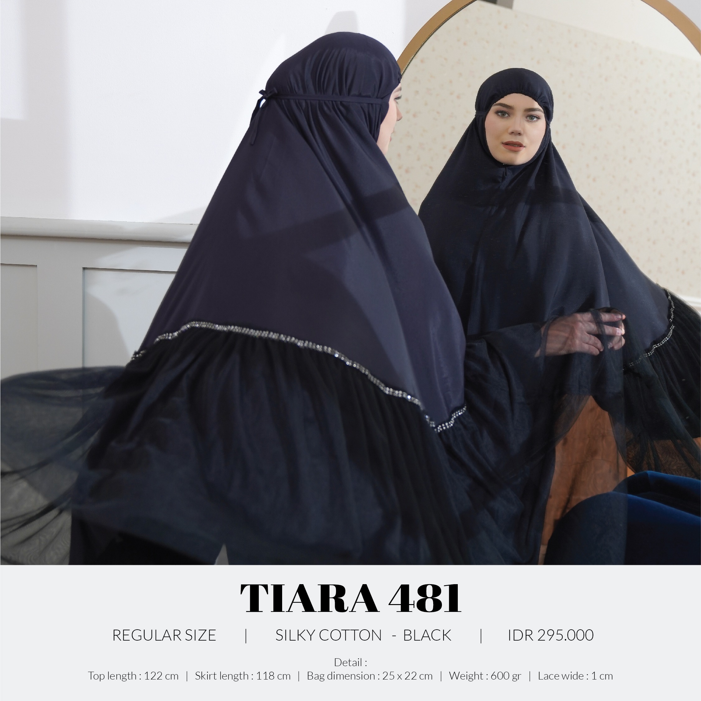 Tatuis Mukena Tiara 481 Black Dewasa Maxi Jumbo Loves Series