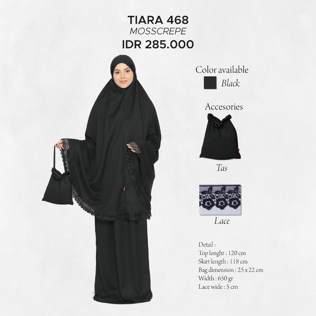 Tatuis Mukena Tiara 468 Black Classy Series
