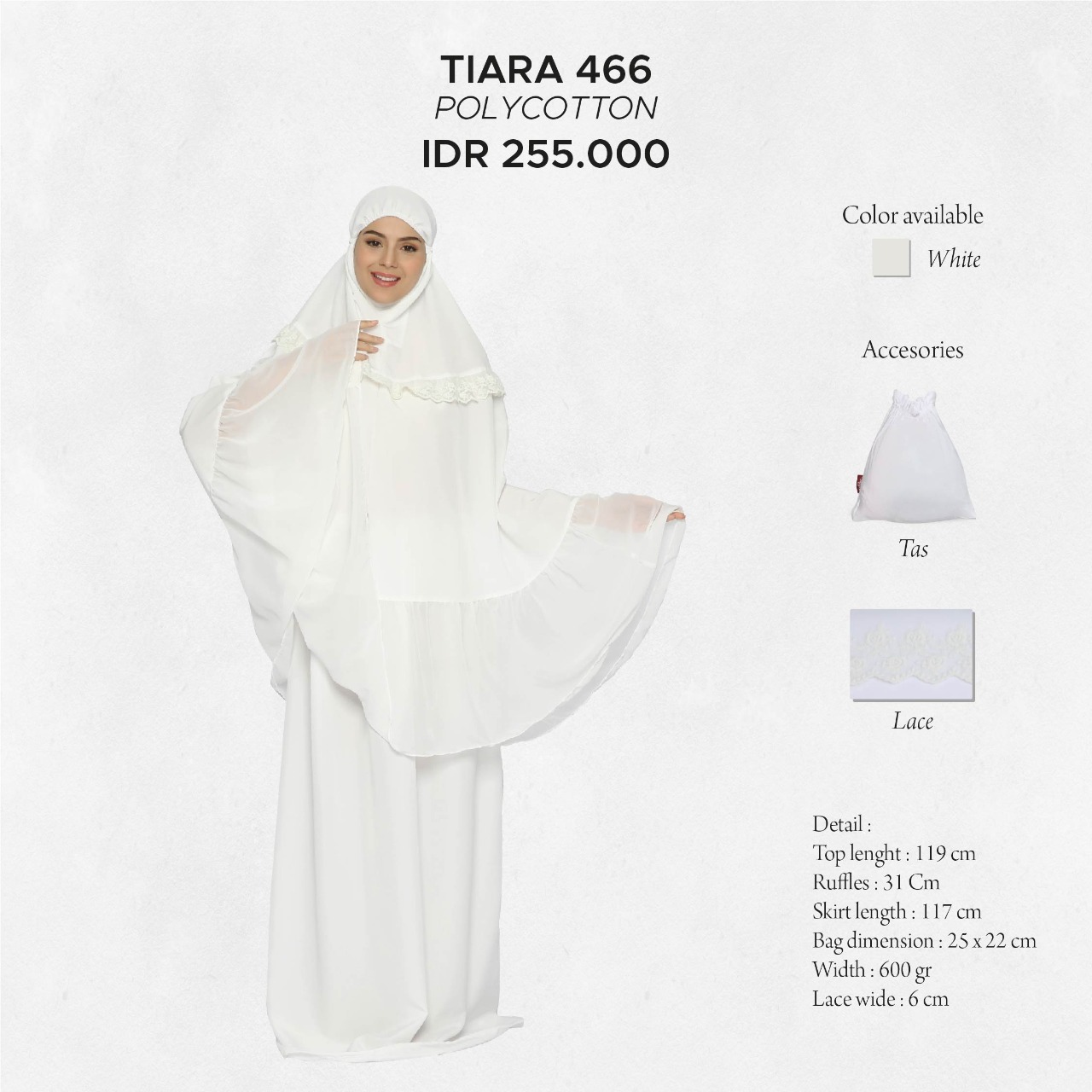 Tatuis Mukena Tiara 466 White Modesty Series