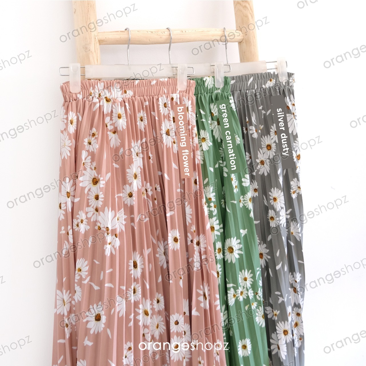 Rok Plisket Motif Bunga Daisy Jersey Premium