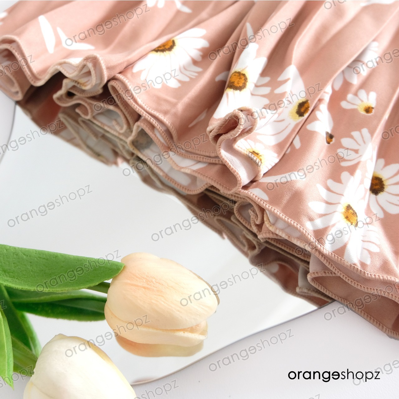Rok Plisket Motif Bunga Daisy Jersey Premium
