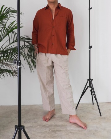 LINEN SHIRT - TERRACOTTA