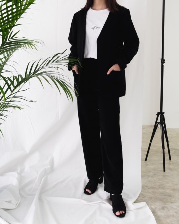 UNBOTTON OVERSIZED BLAZER - BLACK