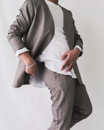 UNBUTTON OVERSIZED BLAZER - GRAY PATTERN