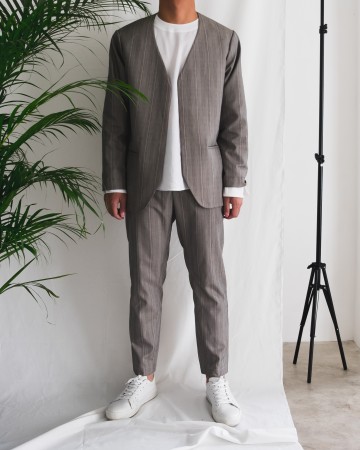 RELAX FIT PANTS WITH ADJUSTABLE WAISTBAND - GRAY PATTERN