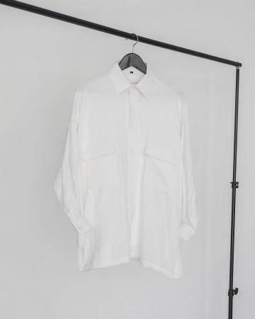 OVERSIZED CHECKERED SHIRT - WHITE