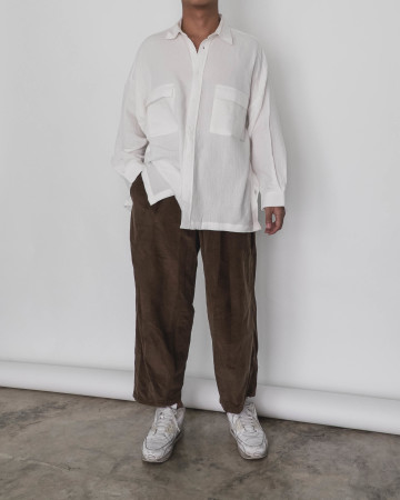 OVERSIZED CHECKERED SHIRT - WHITE