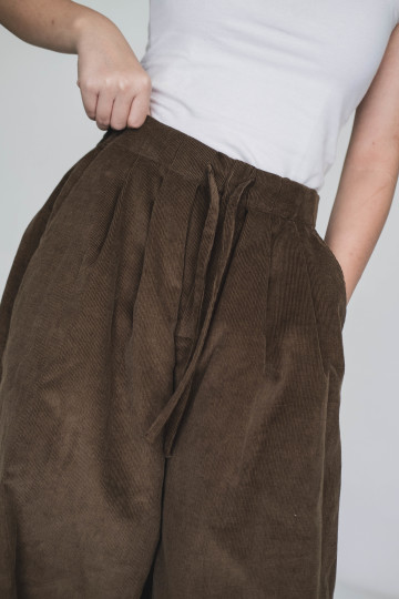 WIDE PLEATED PANTS - CORDUROY
