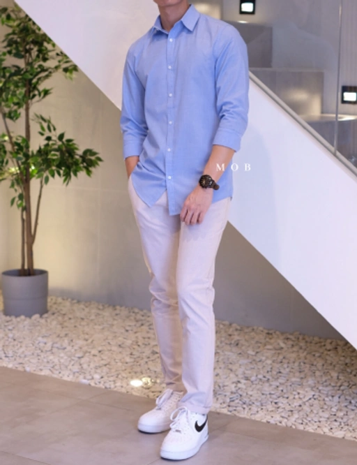 Image of HMLSS02005(R2) Easy Iron Shirt Slim Fit Light Blue