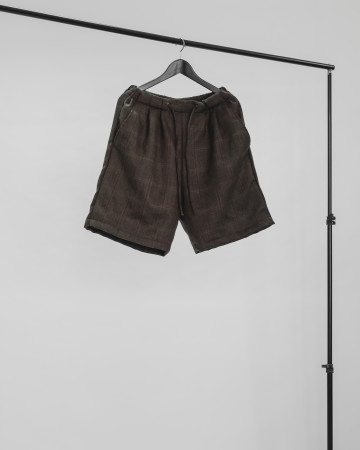 WIDE PLEATED SHORTS - BROWN