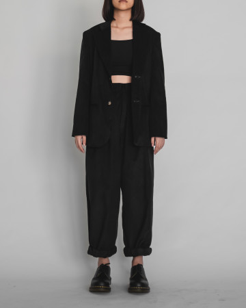 BOXY BLAZER - BLACK CORDUROY
