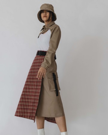 LAYERED TARTAN SKIRT