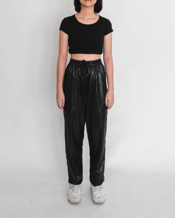 RELAX FIT FAUX LEATHER PANTS