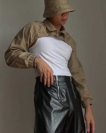 QUATER CROP JACKET - KHAKI