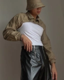 QUATER CROP JACKET - KHAKI