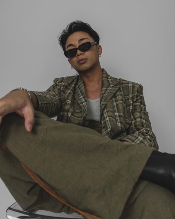 BOXY BLAZER - GREEN TARTAN