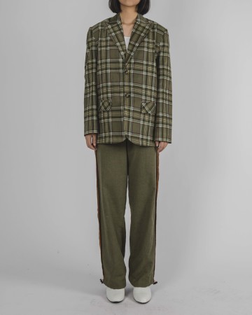 BOXY BLAZER - GREEN TARTAN