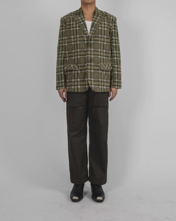 BOXY BLAZER - GREEN TARTAN