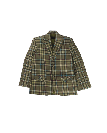 BOXY BLAZER - GREEN TARTAN