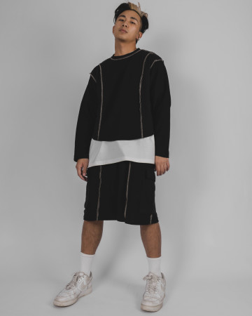 DECONSTRUCTED BASKETBALL SHORTS - BLACK