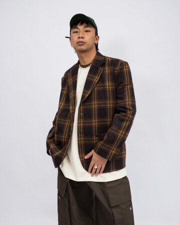 BOXY BLAZER - TARTAN