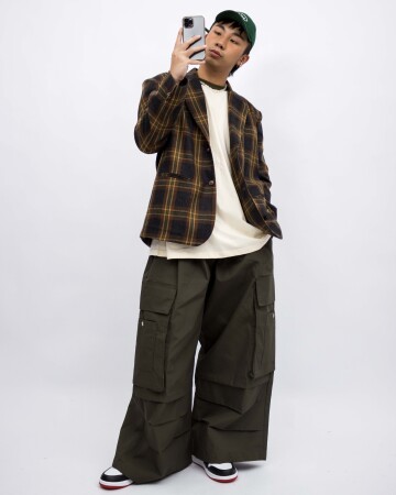 WIDE CARGO PANTS - ARMY