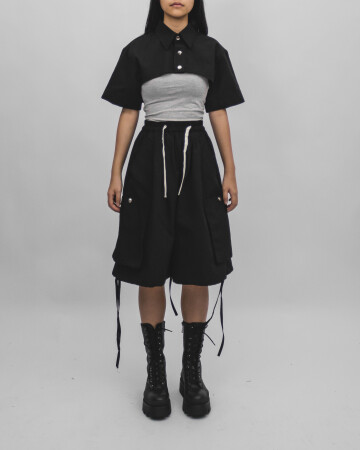 QUARTER CROP SHIRT - BLACK