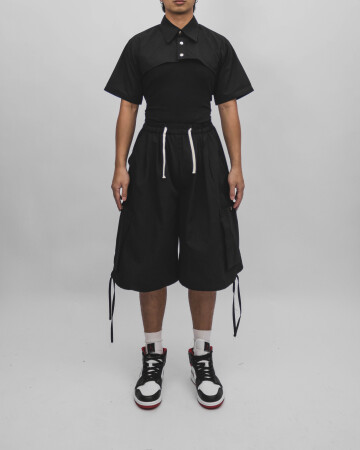 QUARTER CROP SHIRT - BLACK