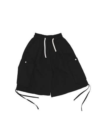 WIDE CARGO SHORTS - BLACK