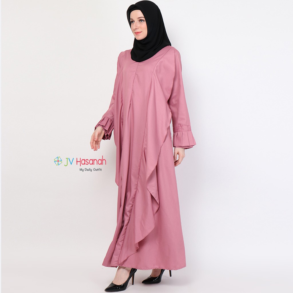 Aliza Flare Dress Pink - Gamis Katun Toyobo Premium