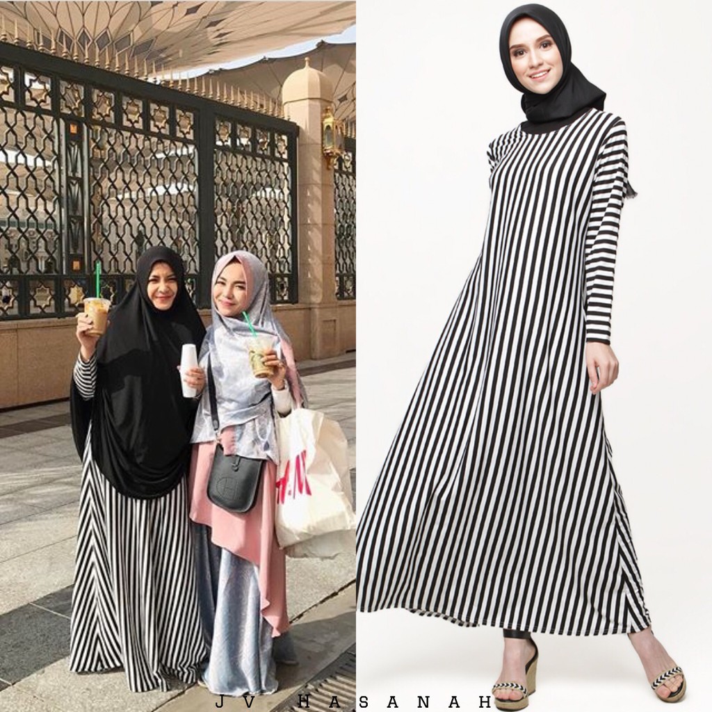 Alia Striped Dress Big Size - Gamis Nagita Slavina Mama Gigi