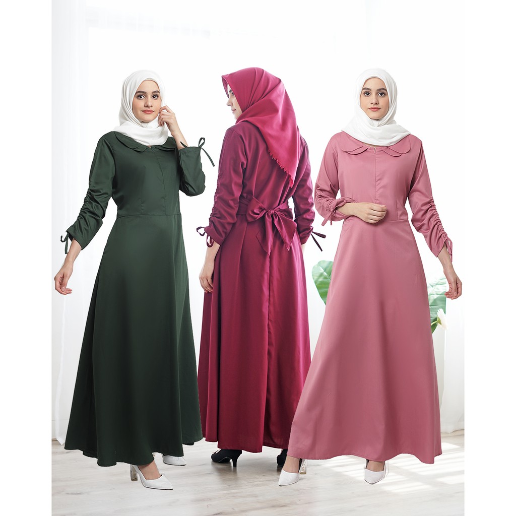 Taniya Ribbon Dress - Gamis Katun Toyobo Tangan Serut