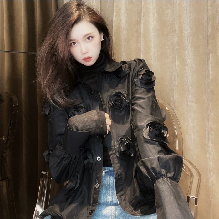 HI924 3D Rose Applique Shirt