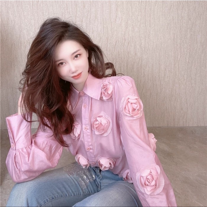 HI924 3D Rose Applique Shirt
